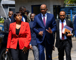 A file photo of Health CS Aden Duale and SHA CEO Dr Mercy Mwangangi.